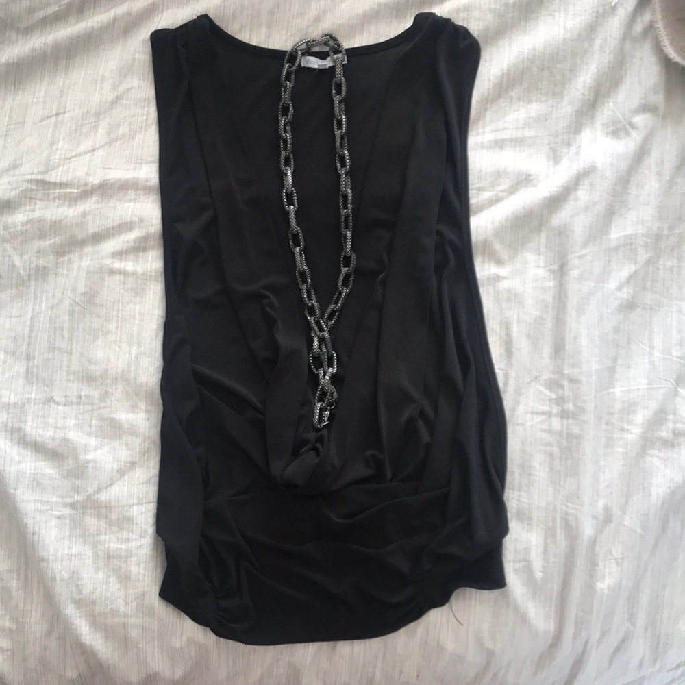 Black V Neck Low Cut Blouse